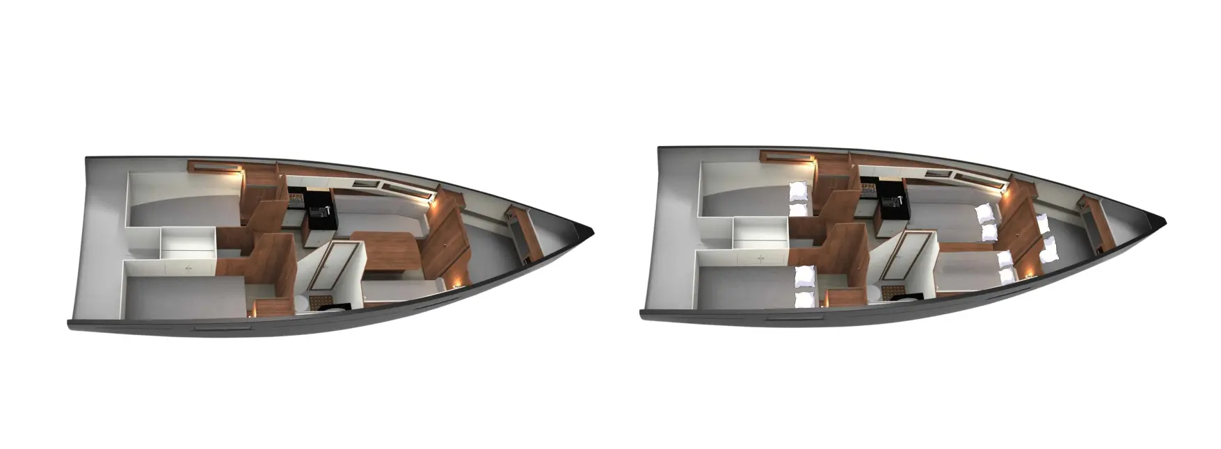 plan wnętrza jachtu Maxus 34 czarter na Mazurach